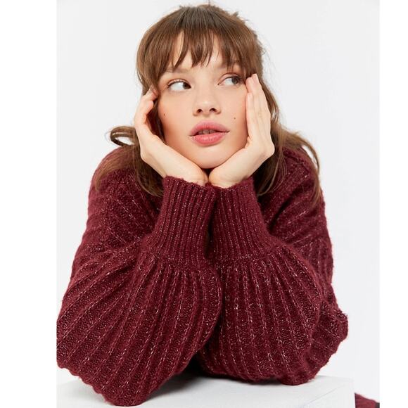 URBAN OUTFITTERS Truly Madly Deeply Chunky Knit Balloon Sleeve Cardigan Sweater - Picture 2 of 9